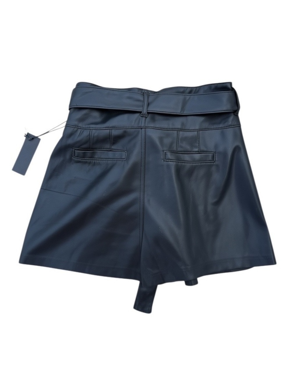 BLANKNYC Black Faux Leather Paperbag Tie Waist Shorts Size 27 NWT - Picture 2 of 4